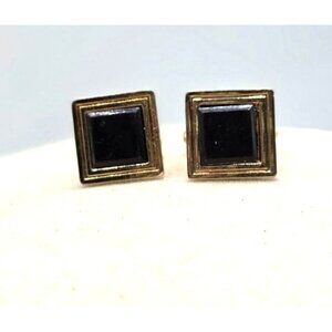 Vintage Black And Gold Tone Cufflinks CLASSIC Men's Formal Wear Accessory
